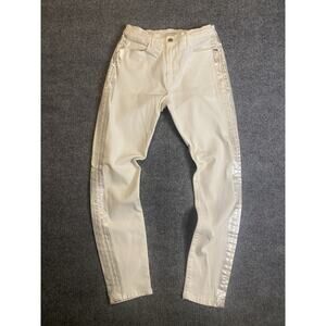 FRAME Women's High Rise Skinny Jeans White Denim Metallic Trim Pockets